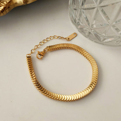 Gelang Wanita Sisik Ikan - Stainless Steel Lapis Emas 18K, Tidak Pudar, Gaya Vintage, Elegan & Trendi! - 我的商店