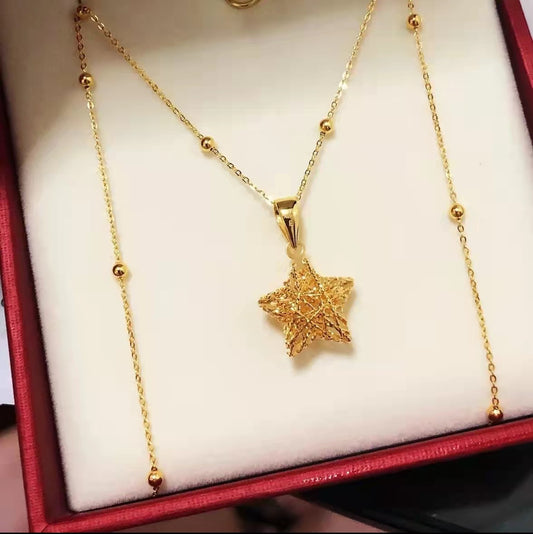 Kalung Bintang untuk Wanita - Pendant Anti Pudar dengan Rantai Stainless Steel | Perhiasan Hadiah Elegan - 我的商店