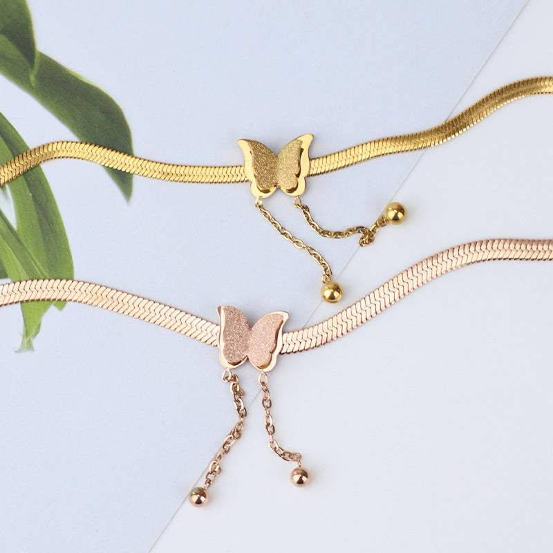Gelang Kupu-Kupu Wanita - Rantai Emas Stainless Steel Anti Kusam, Hadiah Elegan - 我的商店