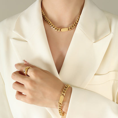 Kalung Wanita Lapis Emas 18K - Stainless Steel, Tidak Kusam, Elegan & Cocok untuk Hadiah! - 我的商店