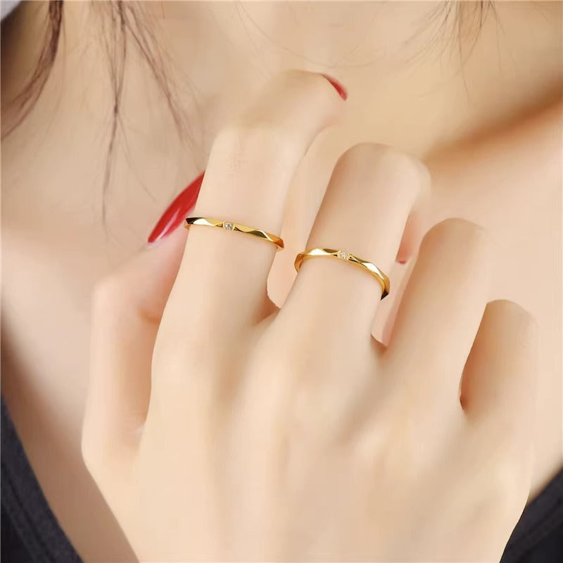 Cincin Emas Berlian untuk Wanita - Singsing Vintage Anti Pudar | Perhiasan Hadiah Ulang Tahun untuk Pacar - 我的商店