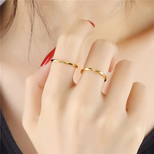 Cincin Emas Berlian untuk Wanita - Singsing Vintage Anti Pudar | Perhiasan Hadiah Ulang Tahun untuk Pacar - 我的商店