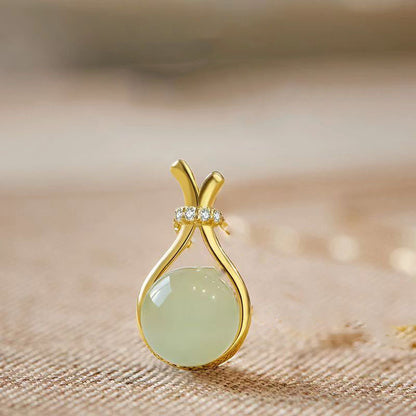 Kalung Giok Hetian Emas 18K - Stainless Steel Anti Kusam, Aksesoris Fashion & Pembawa Rezeki - 我的商店