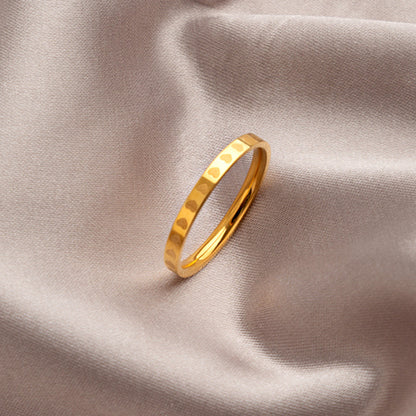 Cincin Janji Pasangan - Singsing Hati Stainless Steel Anti Pudar Lapisan Emas 18k | Aksesoris Perhiasan Elegan - 我的商店