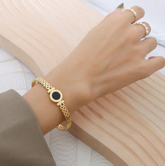Gelang Lucky Charm untuk Wanita - 18k Emas & Stainless Steel Anti Pudar | Bangle Fashion Terbaru - 我的商店
