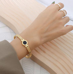 Gelang Lucky Charm untuk Wanita - 18k Emas & Stainless Steel Anti Pudar | Bangle Fashion Terbaru
