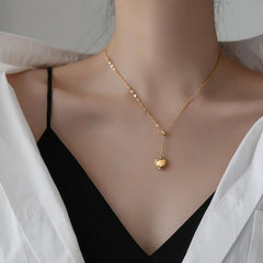 Grosir Kalung Wanita Stainless Steel Emas - Model Heart, Trendi & Tidak Luntur!
