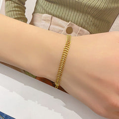 Gelang Wanita Lapis Emas 18K - Stainless Steel, Elegan, Trendi & Cocok untuk Prom!