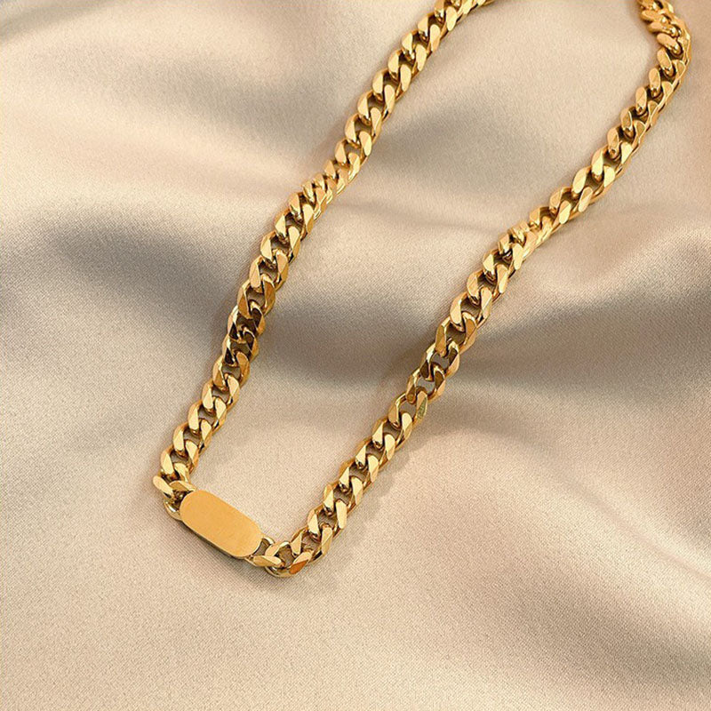 Kalung Wanita Lapis Emas 18K - Stainless Steel, Tidak Kusam, Elegan & Cocok untuk Hadiah! - 我的商店
