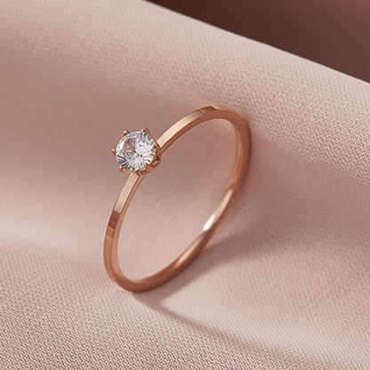 Cincin Berlian 1 Karat Wanita - Titanium Steel Lapis Rose Gold, Anti Karat untuk Tunangan & Pernikahan - 我的商店