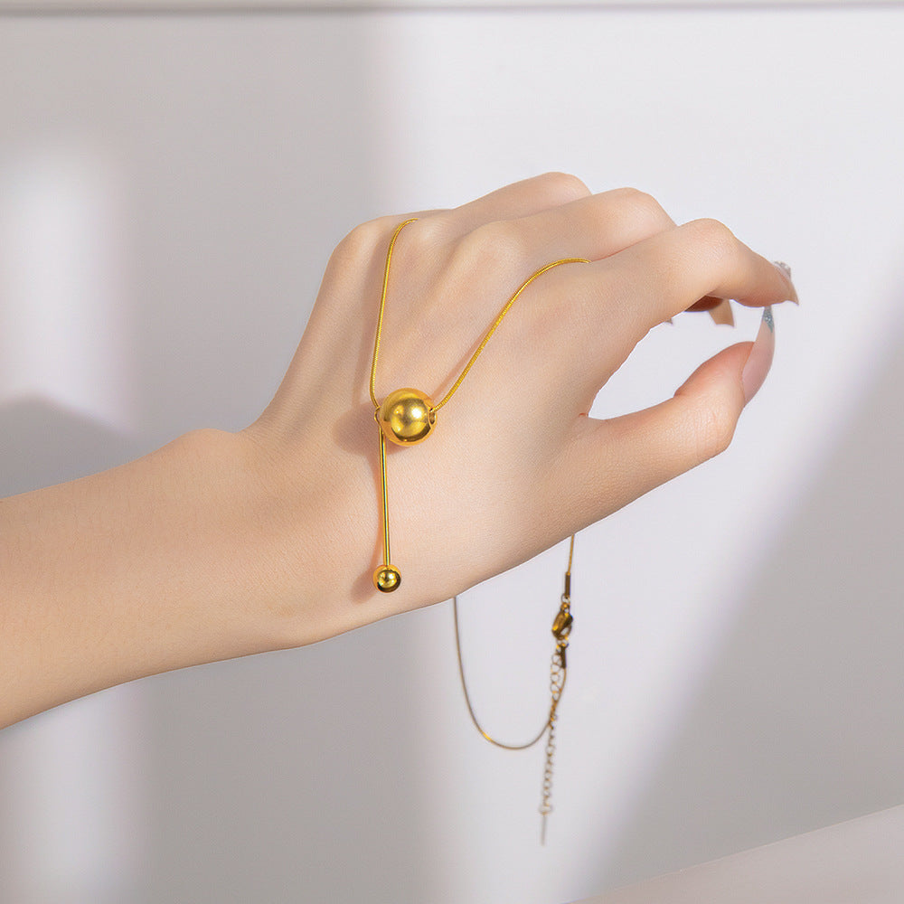 Grosir Kalung Wanita Stainless Steel Liontin Bola Emas - Tidak Kusam, Trendi & Stylish! - 我的商店
