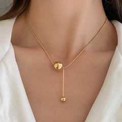 Grosir Kalung Wanita Stainless Steel Liontin Bola Emas - Tidak Kusam, Trendi & Stylish!