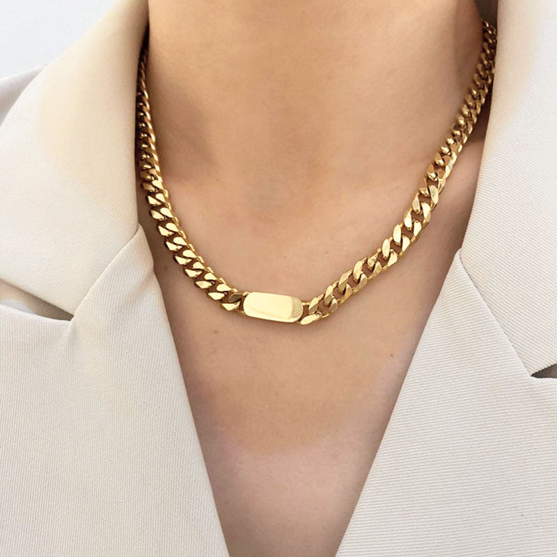 Kalung Wanita Lapis Emas 18K - Stainless Steel, Tidak Kusam, Elegan & Cocok untuk Hadiah! - 我的商店