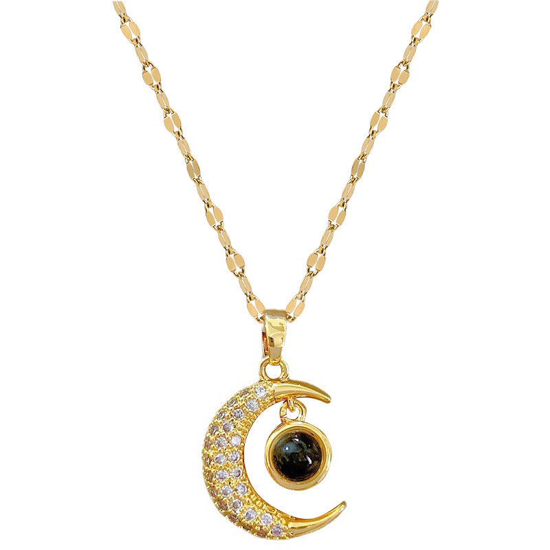 Kalung Bulan dan Bintang Kwintas untuk Pasangan - Stainless Steel Hypoallergenic | Perhiasan Hadiah untuk Pacar - 我的商店