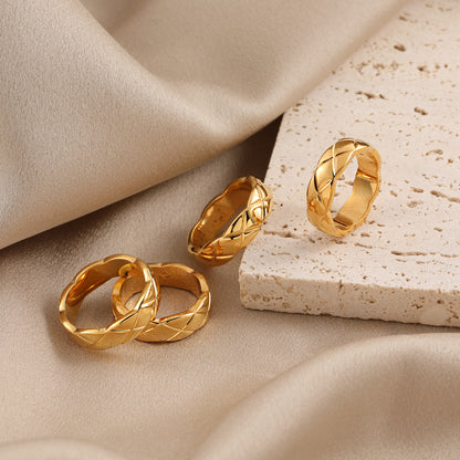 Cincin Emas Wanita - Perhiasan Stainless Steel Elegan Anti Kusam, Aksesoris Fashion Trendy, Grosir Harga Terbaik - 我的商店