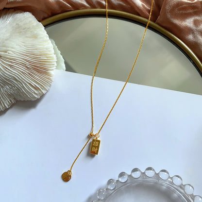 Grosir Kalung Wanita Stainless Steel Berliontin Emas Fu - Simbol Keberuntungan, Trendi & Tidak Kusam! - 我的商店