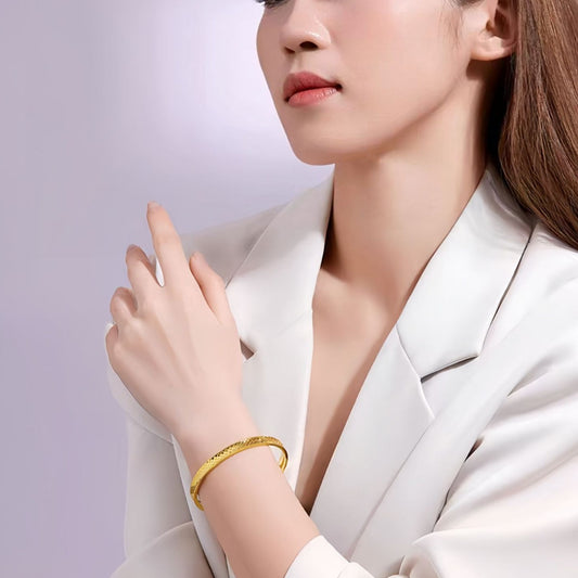 Gelang Wanita Lapis Emas 18K - Stainless Steel, Elegan, Trendi & Cocok untuk Tunangan! - 我的商店