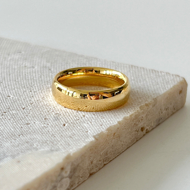 Cincin Dome untuk Wanita - Perhiasan Stainless Steel Lapisan Emas 18k | Aksesoris Pasangan Harian Murah dan Elegan - 我的商店