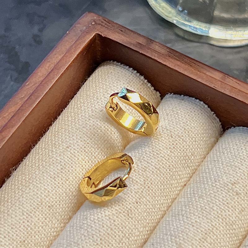 Anting Geometris Emas 18K untuk Wanita – Perhiasan Stainless Steel, Hadiah Ulang Tahun Fashion - 我的商店