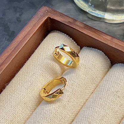Anting Geometris Emas 18K untuk Wanita – Perhiasan Stainless Steel, Hadiah Ulang Tahun Fashion - 我的商店