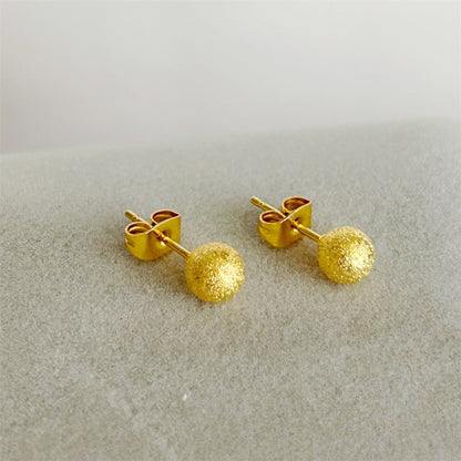 Anting Frosted Bead - Titanium Steel untuk Wanita/Pria, 1 Pasang CZ Huggie & Cartilage - 我的商店