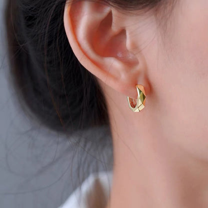 Anting Geometris Emas 18K untuk Wanita – Perhiasan Stainless Steel, Hadiah Ulang Tahun Fashion - 我的商店
