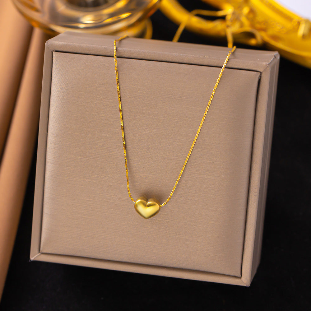 Kalung Cinta 3D Emas Wanita - Perhiasan Stainless Steel Elegan, Pendant dengan Rantai Emas, Hadiah Spesial, Grosir Harga Terbaik - 我的商店