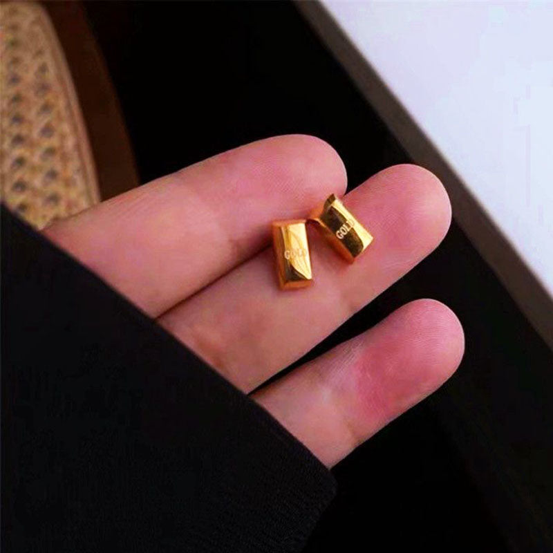 Anting Kotak Kecil Lapisan Emas 18k untuk Wanita - Stainless Steel Murah | Aksesoris Elegan - 我的商店