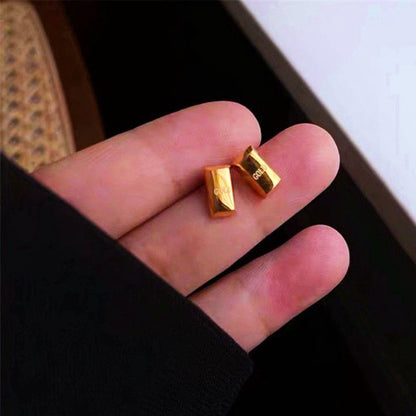 Anting Kotak Kecil Lapisan Emas 18k untuk Wanita - Stainless Steel Murah | Aksesoris Elegan - 我的商店