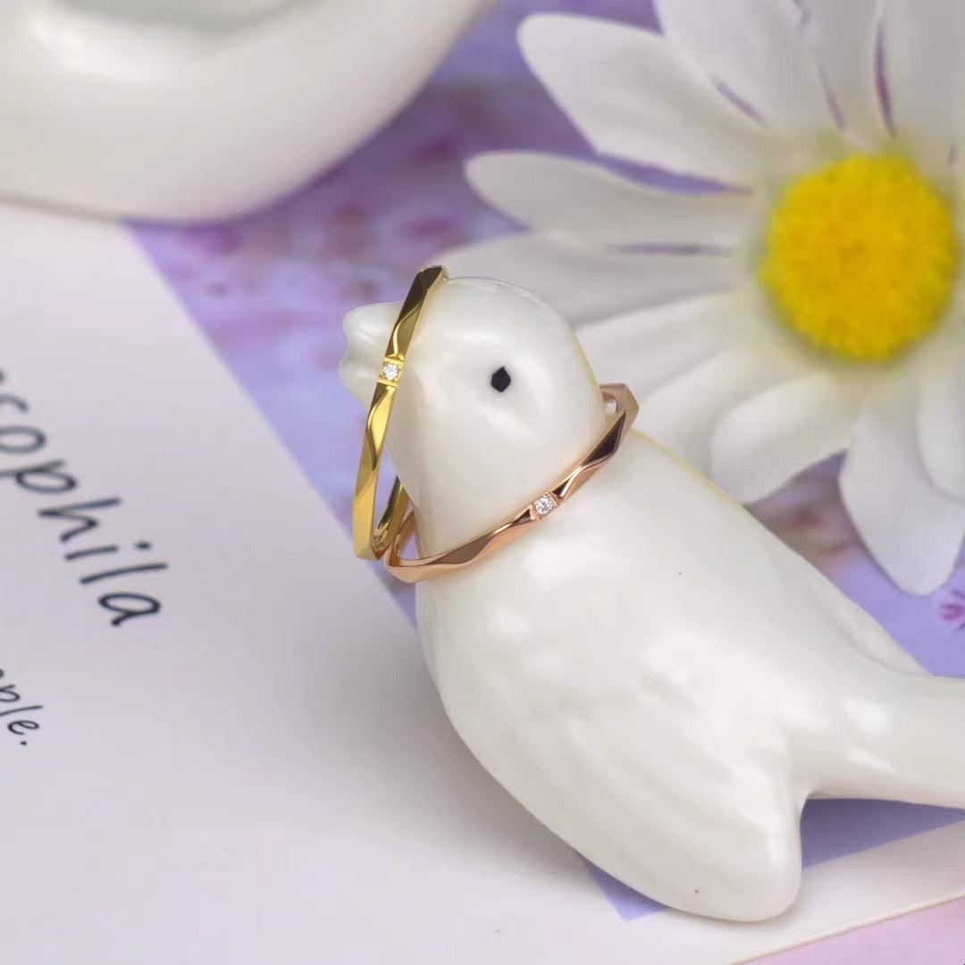 Cincin Emas Berlian untuk Wanita - Singsing Vintage Anti Pudar | Perhiasan Hadiah Ulang Tahun untuk Pacar - 我的商店