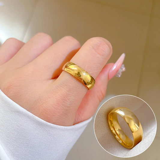 Cincin Dome untuk Wanita - Perhiasan Stainless Steel Lapisan Emas 18k | Aksesoris Pasangan Harian Murah dan Elegan - 我的商店