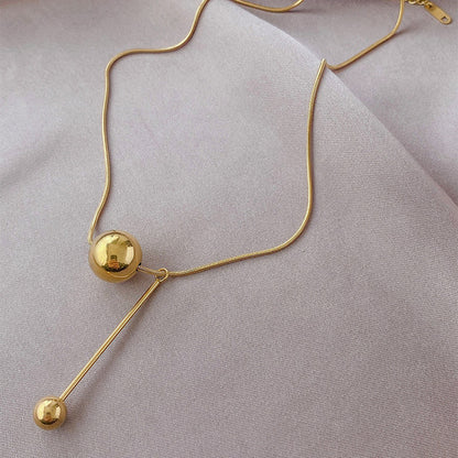Grosir Kalung Wanita Stainless Steel Liontin Bola Emas - Tidak Kusam, Trendi & Stylish! - 我的商店
