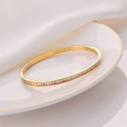 Gelang Mewah Wanita - Berlian & Emas 18K Stainless Steel Anti Pudar - 我的商店
