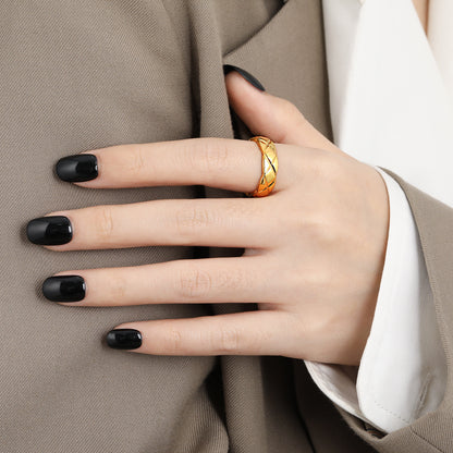 Cincin Emas Wanita - Perhiasan Stainless Steel Elegan Anti Kusam, Aksesoris Fashion Trendy, Grosir Harga Terbaik - 我的商店