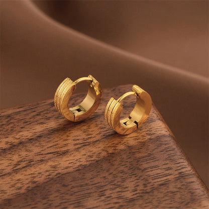 Anting Wanita Tiga Lapis Sederhana Berlapis Frosted - Baja Tahan Karat Hipoalergenik Gaya Korea | Perhiasan Elegan - 我的商店