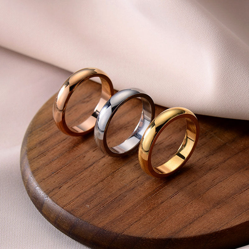 Cincin Dome untuk Wanita - Perhiasan Stainless Steel Lapisan Emas 18k | Aksesoris Pasangan Harian Murah dan Elegan - 我的商店