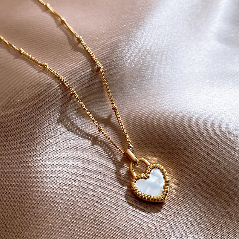 Kalung Double Side Heart Stainless untuk Wanita - Pendant Anti Pudar dengan Rantai Emas | Aksesoris Perhiasan Elegan - 我的商店
