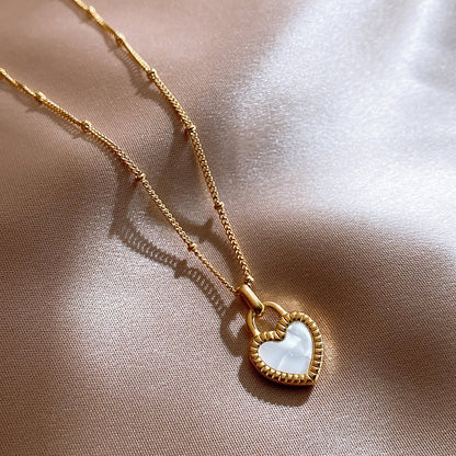 Kalung Double Side Heart Stainless untuk Wanita - Pendant Anti Pudar dengan Rantai Emas | Aksesoris Perhiasan Elegan - 我的商店