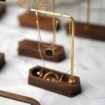 Kalung Huruf Kotak Hitam Pembawa Keberuntungan - Emas 18K Stainless Steel Anti Kusam - 我的商店