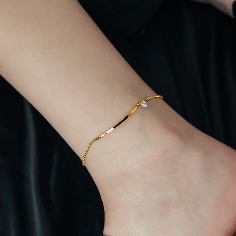 Gelang Kaki "Smile" Wanita - Rantai Emas dengan Zirconia Anti Pudar - 我的商店