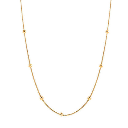 Kalung Wanita Manik Lapis Emas 18K - Stainless Steel, Sederhana, Terjangkau & Cocok untuk Keberuntungan! - 我的商店