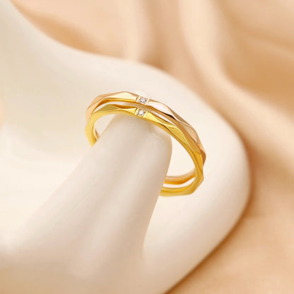 Cincin Emas Berlian untuk Wanita - Singsing Vintage Anti Pudar | Perhiasan Hadiah Ulang Tahun untuk Pacar - 我的商店