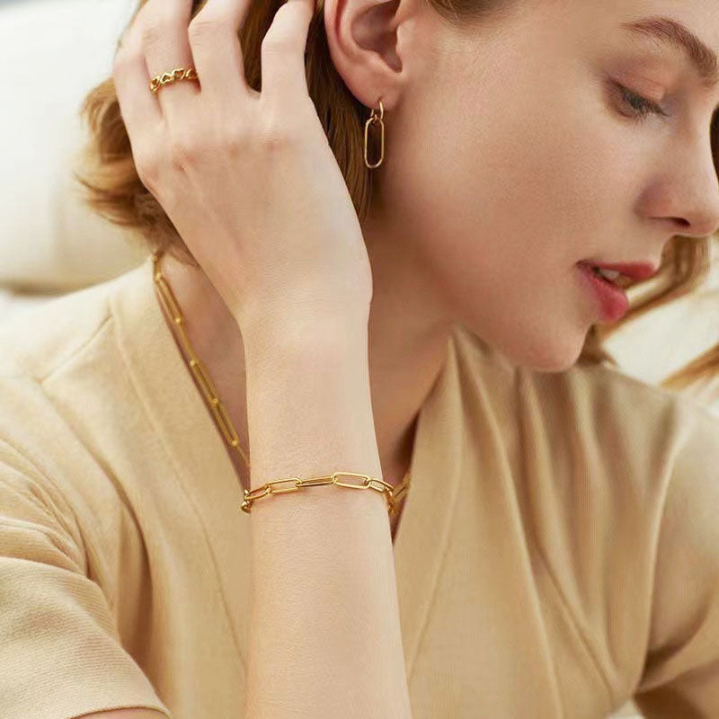 Gosir Gelang Wanita Lapis Emas 18K - Stainless Steel, Elegan & Cocok untuk Hadiah Ulang Tahun! - 我的商店