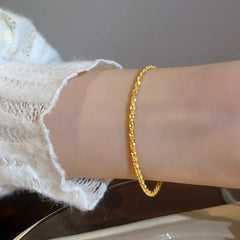 Gelang Simple Lapis Emas 18k Wanita - Gelang Stainless Steel Elegan Anti Kusam, Perhiasan Hadiah Spesial, Grosir Harga Terbaik