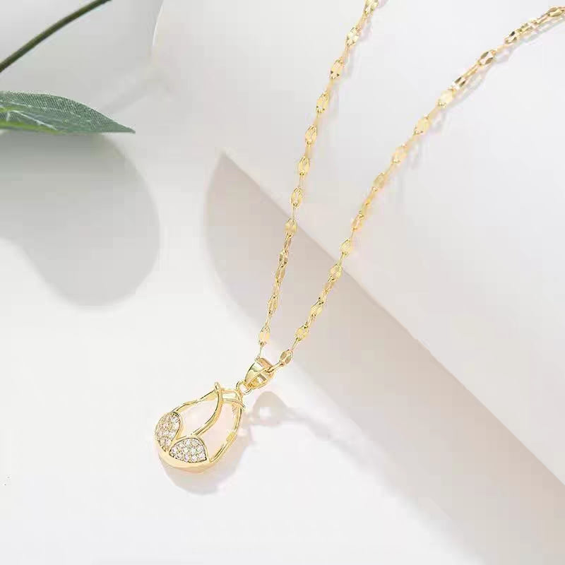 Kalung Bunga Tulip Wanita - Liontin Emas Anti Kusam dengan Rantai Elegan - 我的商店