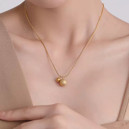 Kalung Bola Keberuntungan Emas 18K untuk Wanita – Perhiasan Stainless Steel Anti Karat Gaya Korea - 我的商店