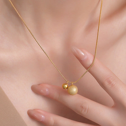 Kalung Bola Keberuntungan Emas 18K untuk Wanita – Perhiasan Stainless Steel Anti Karat Gaya Korea - 我的商店