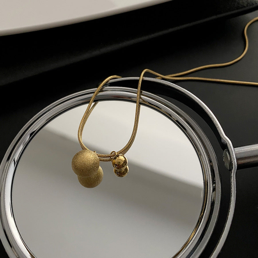 Kalung Bola Keberuntungan Emas 18K untuk Wanita – Perhiasan Stainless Steel Anti Karat Gaya Korea - 我的商店