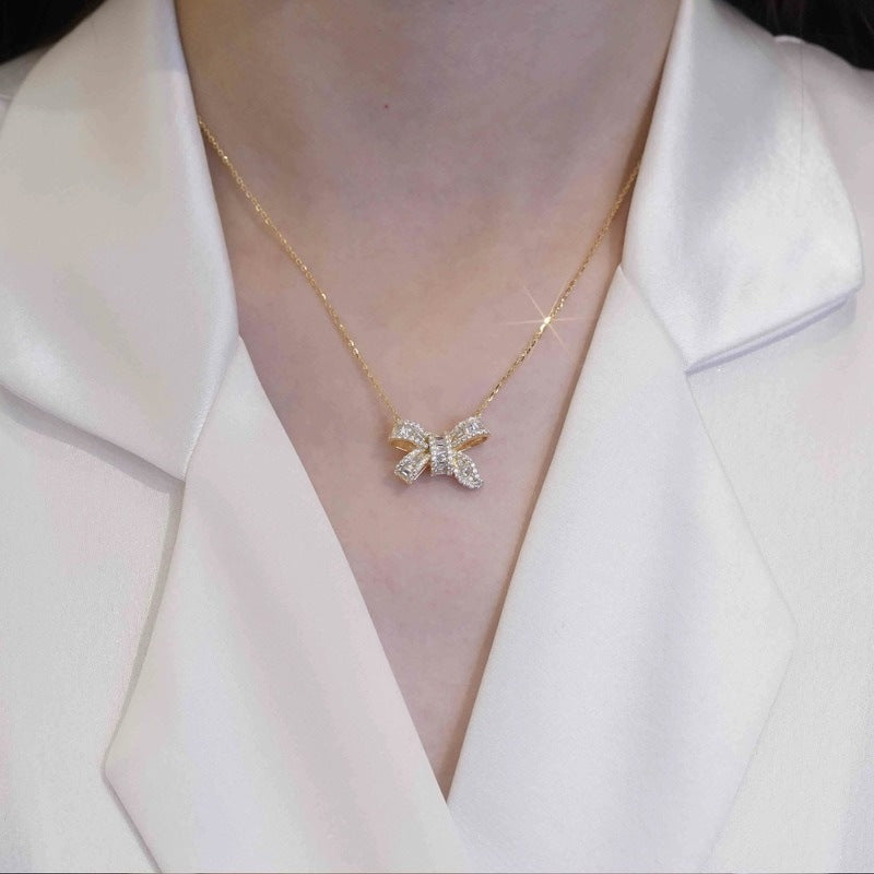 Kalung Wanita Busur Emas 18K - Stainless Steel, Tidak Kusam, Elegan & Cocok untuk Setiap Acara! 我的商店