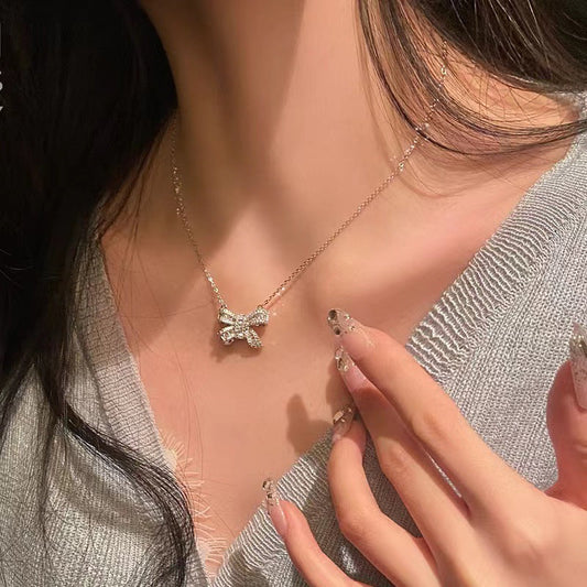 Kalung Wanita Busur Emas 18K - Stainless Steel, Tidak Kusam, Elegan & Cocok untuk Setiap Acara! 我的商店